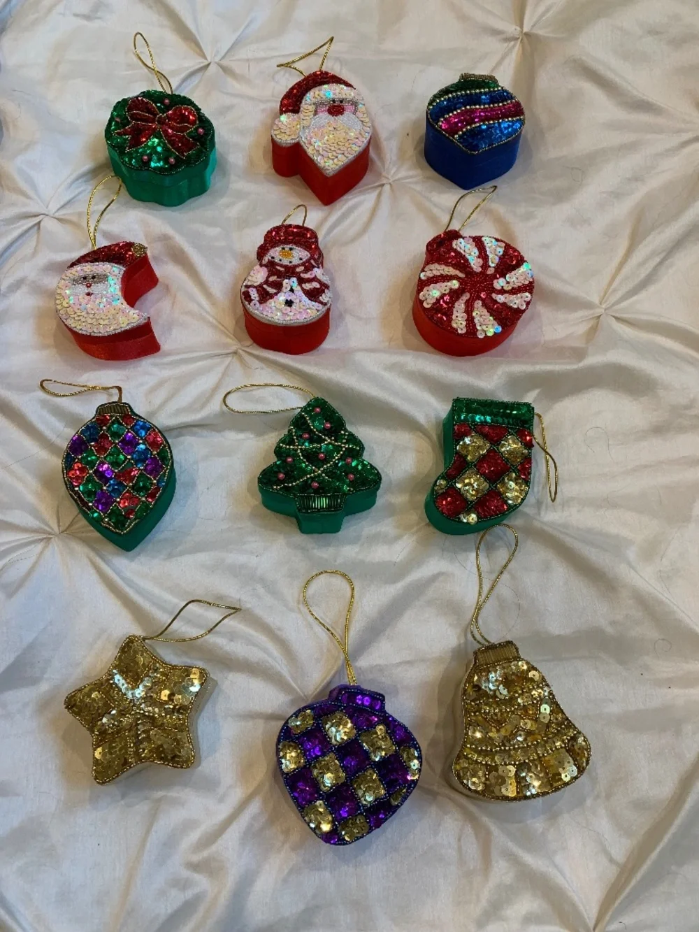 New Set 12 Christmas 2006 Sequin Ornament Boxes